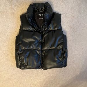 ZARA pleather puffer vest